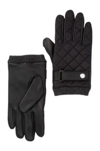 14th Union Puffer Moto Gloves Black Leather Mens Medium - Picture 1 of 1