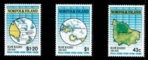 Norfolk Island 1991 - Ham Radio Maps - Set of 3 Stamps - Scott #501-03 - MNH - Picture 1 of 1