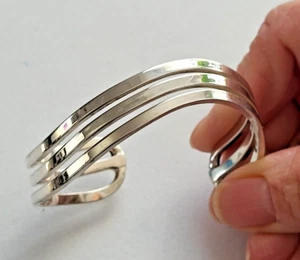 Sterling Silver Wave Cuff Bracelet - Picture 1 of 15