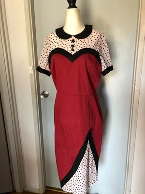 LINDY BOP Red Cotton Mix Dress Size UK 16 - image 1 of 4