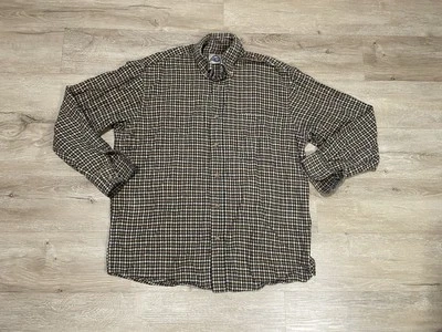 Camisa De Colección Shaver Lake Hombres Talla M Beige Bolsillos Manga Larga Franela Abotonada Cuadros Foto 1 de 4