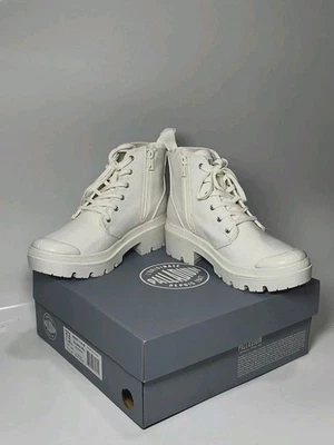 Paladio Mujer Talla Botín 7,5 blanco con logotipo negro suela alta nuevo en caja Foto 1 de 4