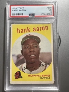 1959 Topps #380 Hank Aaron Milwaukee Braves *HOF* PSA 3 sehr guter Zustand, frisch bewertet - Bild 1 von 5