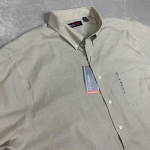 New Travel Smart Round Tree & Yorke Shirt Men 3XT Beige Button Down Short Sleeve - Picture 1 of 6