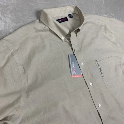 New Travel Smart Round Tree & Yorke Shirt Men 3XT Beige Button Down Short Sleeve - Image 1 of 4