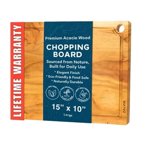 Acacia Wood Cutting Board – Large Reversible Butcher Block with Juice Groove ... - Picture 1 of 8