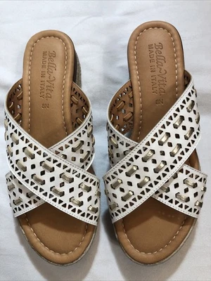 Nueva sandalia BELLA VITA para mujer Exa-Italia alpargata deslizable blanca champán talla 8N Foto 1 de 4