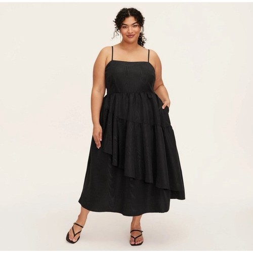 Abito midi Kate Spade x Target nero a strati con volant festa cocktail coquette XXL