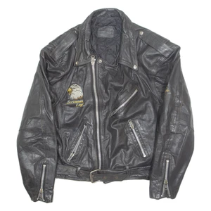 SCREAMING EAGLE Mens Biker Coat Black Leather L - Picture 1 of 6