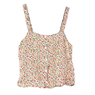 REFORMATION Rosie Tank Top M Floral White Multi Tencel Button Detail EUC B61 Foto 1 de 4