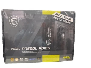New MSI MAG A750GL PCIE 5.1 & ATX 3.1 Gaming Power Supply Full Modular _ Sealed - Picture 1 of 8