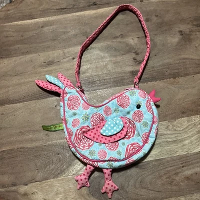 Cartera floral suave pájaro rosa azul pollo bolso de mano flores niños mujeres accesorio Foto 1 de 4