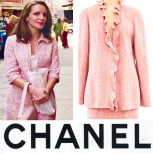 Chanel Vintage 1999 Pink Tweed Jacket Skirt 2pc Suit Set Top 38 40 42 6 8 10 L M - Picture 1 of 23