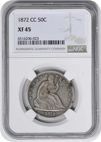 1872-CC Liberty Seated Silver Half Dollar EF45 NGC Cover
