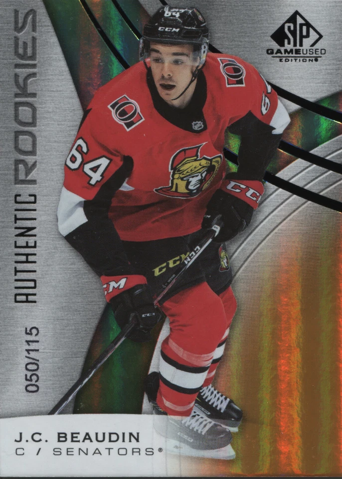 19-20 SP GAME USED AUTHENTIC ROOKIES ORANGE RAINBOW #197 J C BEAUDIN #050-115  - Image 1 of 1