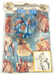 Vintage Christmas Wrapping Paper Gift Wrap Norman Rockwell Saturday Evening Post - Picture 1 of 2