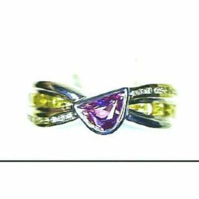 Anillo LeVian Oro 18K Dos Tonos Zafiro Rosa 2.3 cts Talla 7.5 Foto 1 de 4