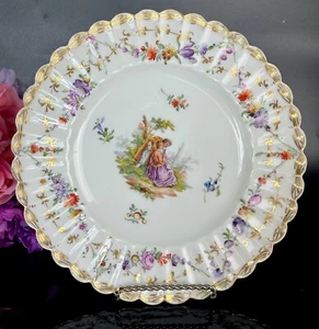 Antiker Helena Wolfsohn Dresdner Blumen Watteau Stil Teller 8,5" handbemalt - Bild 1 von 20