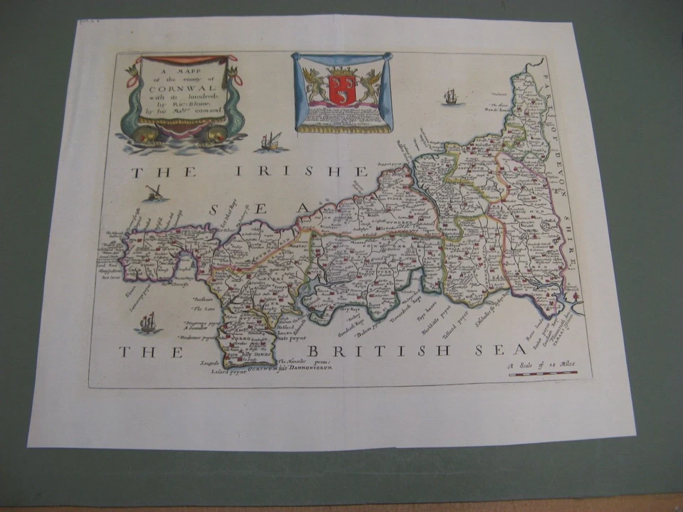 100% ORIGINAL CORNWALL MAP BY R BLOME C1673 VGC SCARCE LOW UK POST - Image 1 of 1