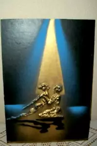 ART DECO ABSTRAKT VERGOLDET ÖLGEMÄLDE PALETTE MESSER TÄNZER SPOTLICHT SCHATTEN - Bild 1 von 5
