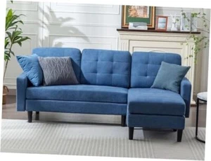 Convertible Sectional Sofa, Modern Linen Fabric L-Shaped Couch with - Picture 1 of 8