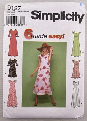 Simplicity Pattern 9127 Semi-fitted Pullover Dress 12-14-16-18 - Image 1 of 3