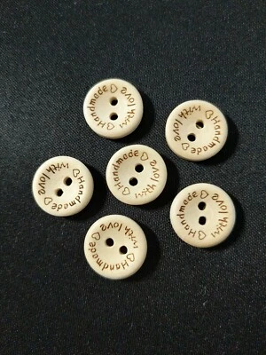 *** DIY Nähen * Holzknopf Handmade Label * Tag Basteln Taschen Kleidung Puppen** - Bild 1 von 2
