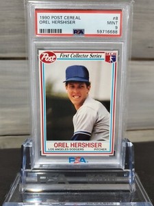 1990 Post Cereal #8 Orel Hershiser PSA 9 Mint (BRAND NEW SLAB!) RARE, TOUGH!