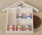 6 Clay Snowman Figures Fixed In A Wooden Frame 1:12 Scale Dolls House Accessory
