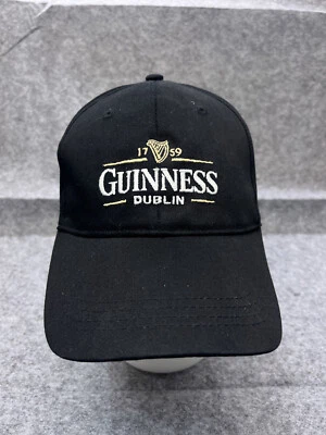 Boné Guinness Dublin ajustado adulto 7 1/4 preto algodão elastano cerveja Irlanda - Imagem 1 de 4