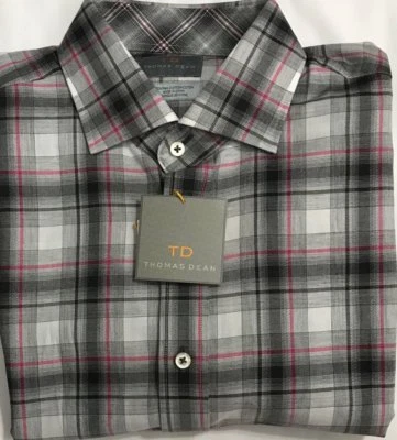 New Thomas Dean Men's Long Sleeve Shirt Gray Plaid Size M $27.50 - Image 1 of 3
