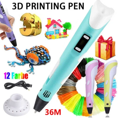 Kinder 3D Stifte Set 3D Druckstift Mit 12Farben PLA Filament 3D Printing Pen DIY - Bild 1 von 4