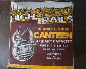 Vintage High Trails Western Canteen 2Qt. W/Wool Blanket Covering & Original Box - Picture 1 of 5