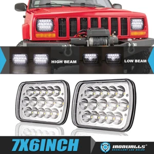 Faros LED blancos cromados de haz alto/bajo para Jeep Wrangler YJ 1987-1995 2 piezas 7X6" - Imagen 1 de 12