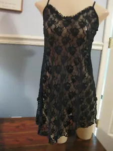 SMART & SEXY BLACK FLORAL LACE BABYDOLL,SIZE LARGE, UNLINED, ADJ.STRAPS, 7" VENT - Picture 1 of 4