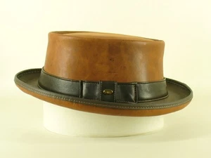 KANGAROO LEATHER HAND CRAFTED PORK PIE HAT / SKA / ENGLISH STYLE MENS HAT - Picture 1 of 1