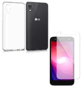 For LG X POWER K220 TEMPERED GLASS SCREEN PROTECTOR + CLEAR SILICONE TPU CASE - Picture 1 of 12