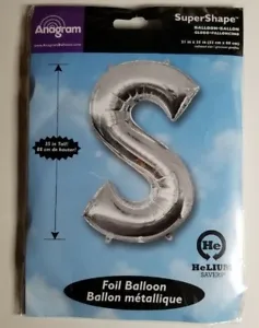 Anagram 35" Super Shape Foil Letter 'S' Balloon Silver - New In Pack - Picture 1 of 3