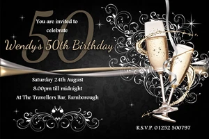 10 Personalised 18th 21st 30th 40th 50th 60th Birthday Party Invitations N183 - Picture 1 of 1