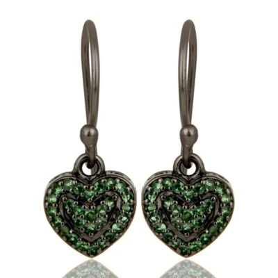 Pendientes colgantes/coelgantes de plata 925 tsavorita natural delicados para niñas Foto 1 de 4