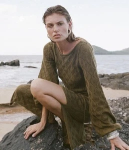 Kivari Dress Sz AU 10 US 6 Claudia Khaki Green Scoop Back Knit Maxi BNWT - Picture 1 of 12