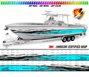 Calcomanía envolvente de vinilo con salpicaduras acuáticas y negras pontón de pesca deportista - Imagen 1 de 6