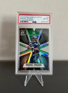 Optic X-Factor Green Die Cut Russell Wilson /5 - 2016 #18 - PSA 8 NM-MT - Picture 1 of 2