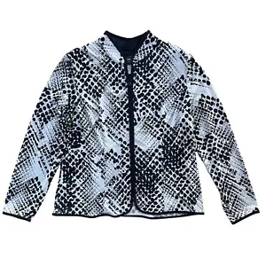 MSK Petite Womens PL Black White Abstract Sequin Zip Up Lightweight Jacket 14338 - Picture 1 of 19