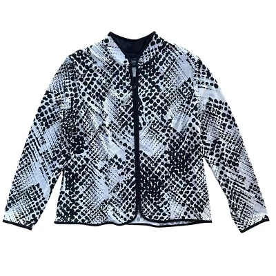 MSK Petite Womens PL Black White Abstract Sequin Zip Up Lightweight Jacket 14338 - Image 1 of 4