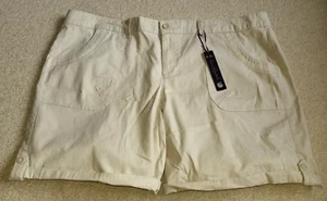 NWT Womens Shorts-GLORIA VANDERBILT-beige cotton stretch 'Misha' rolled hem-18W - Picture 1 of 7