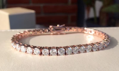 8.5CT Round Cut Lab-Created Diamond Women's Tennis Bracelet 14K Rose Gold Plated - Image 1 of 4