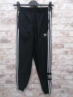 ADIDAS  FIREBIRD -BLACK Nylon Windbreaker TRACKSUIT BOTTOMS UK 6 - Image 1 of 4