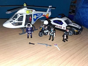 Playmobil Police Helicopter / Cruiser & Motor Bike Bundle Used / Clearance - Picture 1 of 10