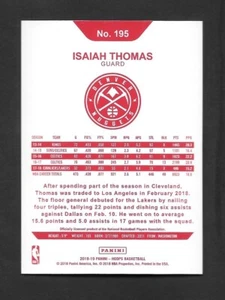 Aros de baloncesto NBA 2018-19 ISAIAH THOMAS espalda roja - Denver Nuggets- #195 - Imagen 1 de 1